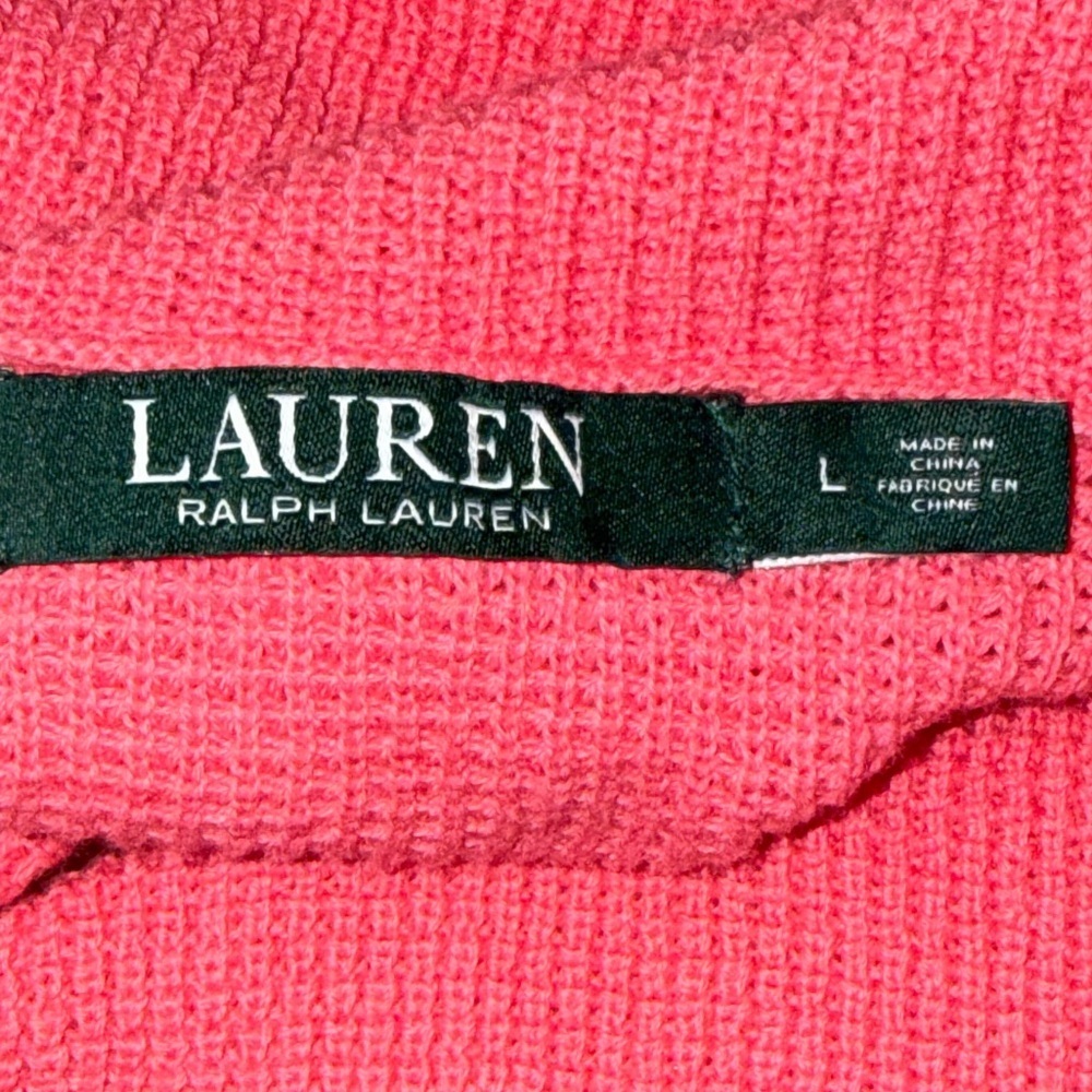 Lauren Ralph Lauren Coral Cowl Neck Cotton Knit Sweater Size large thermal - Picture 11 of 11